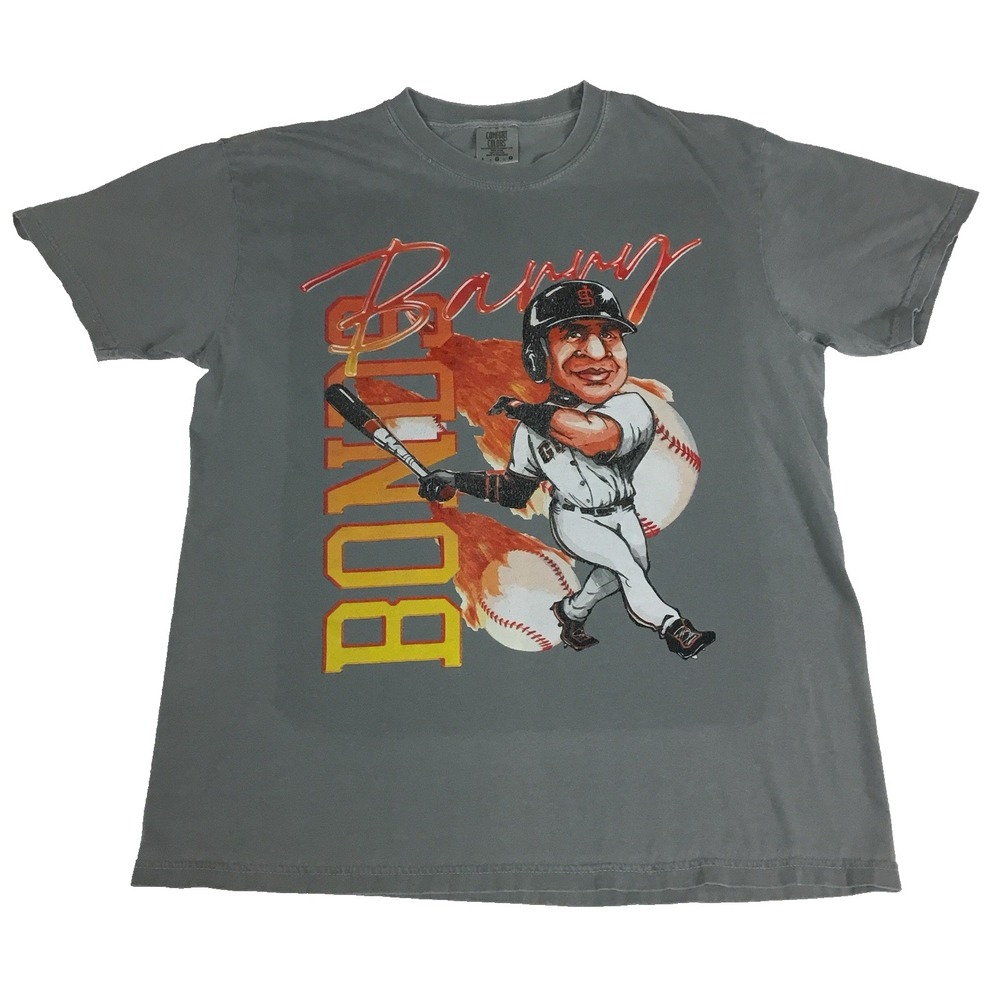 Comfort Colors Barry Bonds San Francisco Giants Caricature Gray T-Shirt Mens L